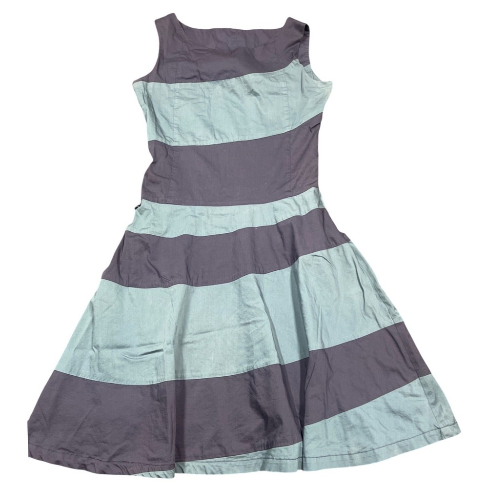 Skunkfunk Karine Striped Dress Navy Blue Green Organic Cotton Size 2 Sleeveless